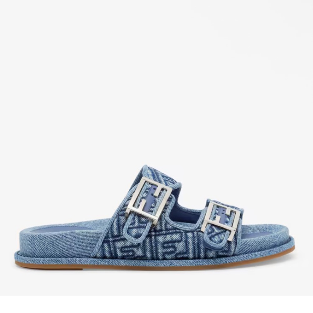 Fendi Feel Blue Denim Slides
